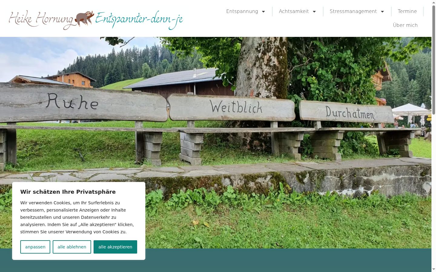 Screenshot des Einwilligungsbanners vor jeglicher Interaktion
