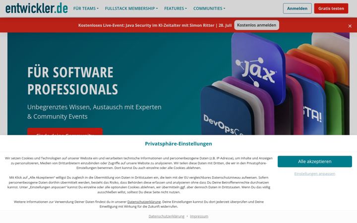 Screenshot of entwickler.de