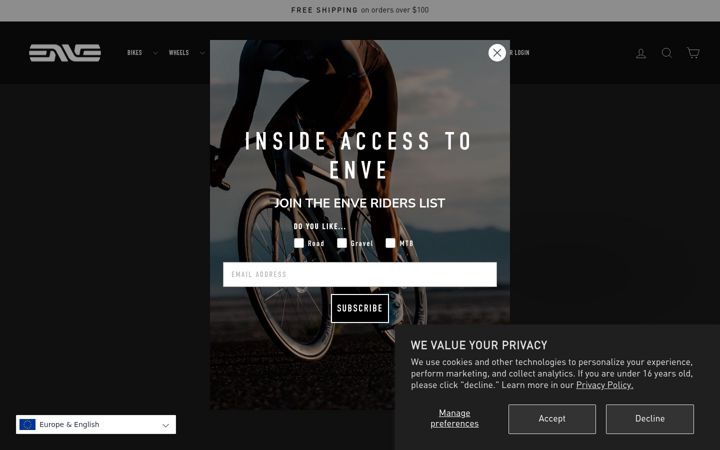 Screenshot of enve.com