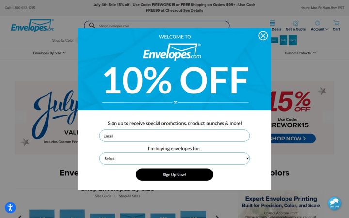 Screenshot of envelopes.com