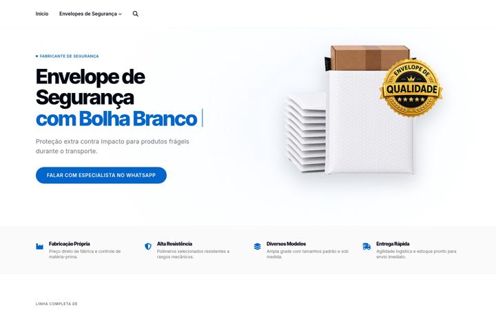 Captură de ecran a envelopesseguranca.com.br
