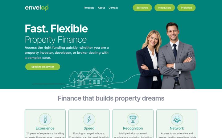 Posnetek zaslona envelopfinance.co.uk