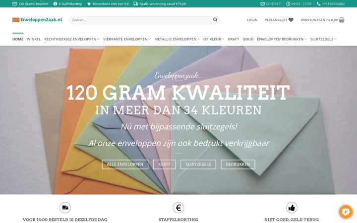 Ekrano kopija enveloppenzaak.nl