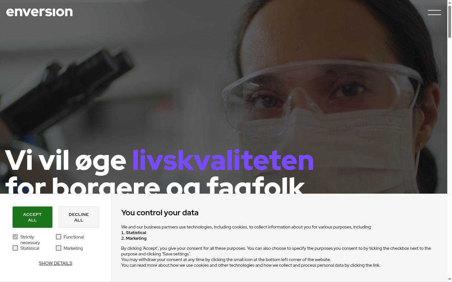 Screenshot of the consent banner shown before any interaction