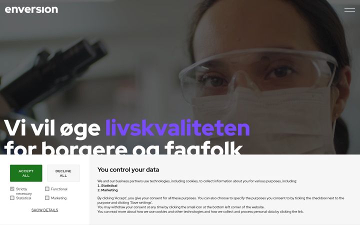 Screenshot stránky enversion.dk