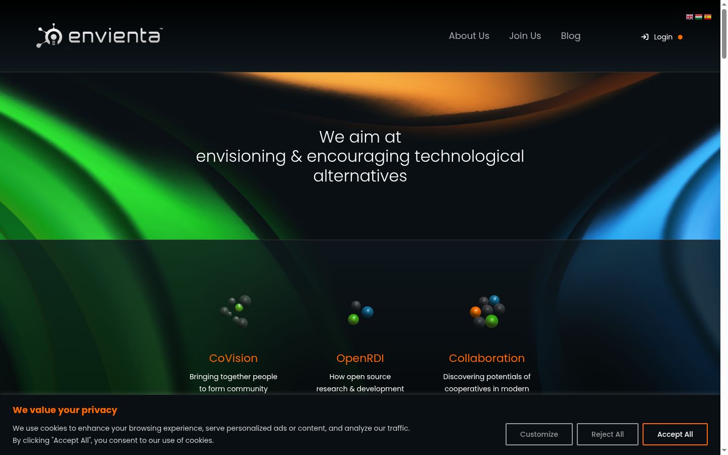 Screenshot of the consent banner shown before any interaction