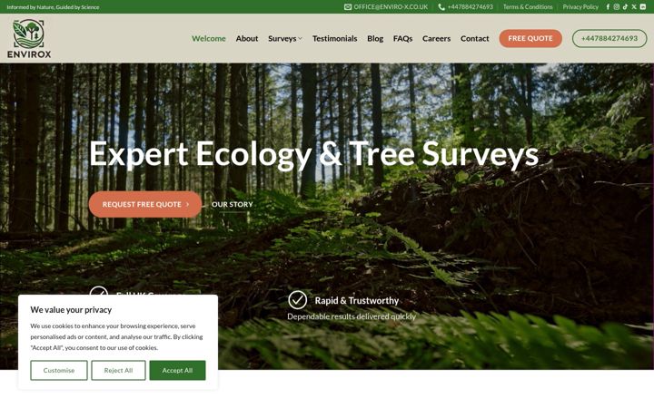 Posnetek zaslona enviro-x.co.uk