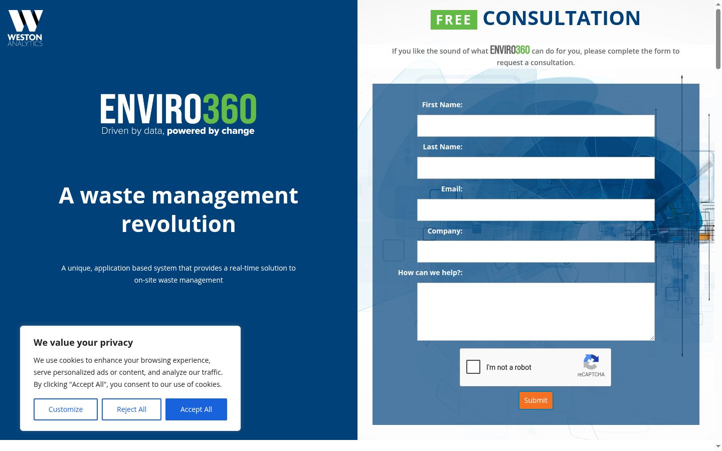Screenshot of the consent banner shown before any interaction