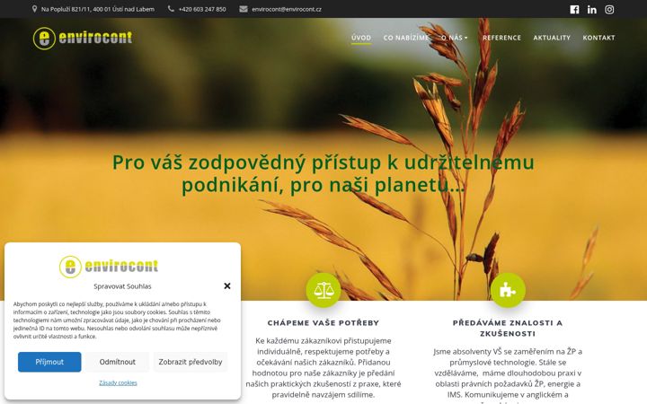 Captura de ecrã de envirocont.cz