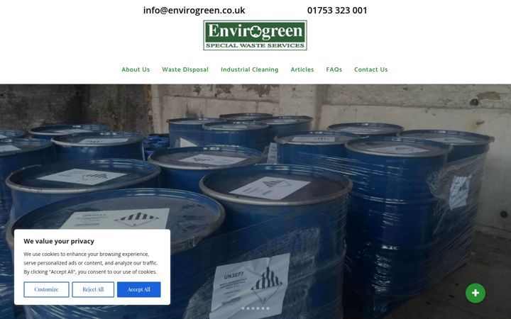 Screenshot of envirogreen.co.uk