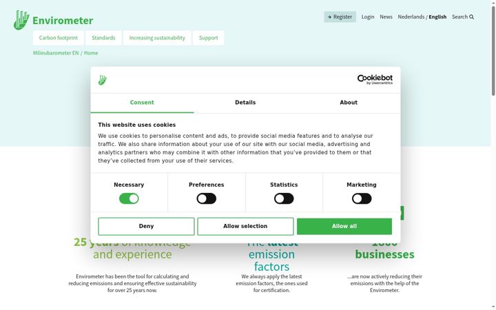 Screenshot of envirometer.eu