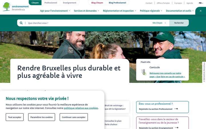 Screenshot of environnement.brussels