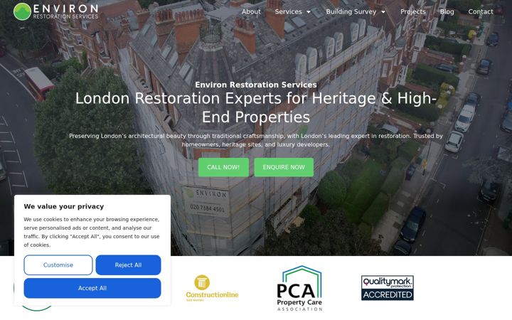 Screenshot of environrestorationservices.co.uk
