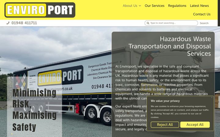 Screenshot von enviroport.co.uk