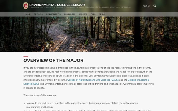 Screenshot of envirosci.wisc.edu