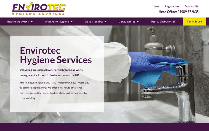Screenshot of envirotechygieneservices.co.uk