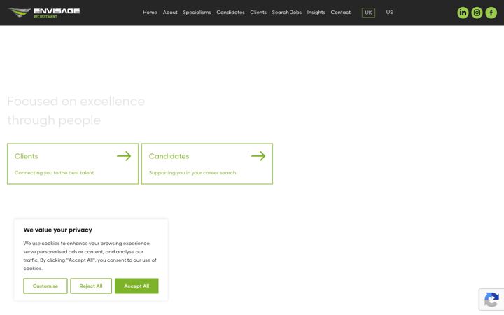 Screenshot of envisage-recruit.com