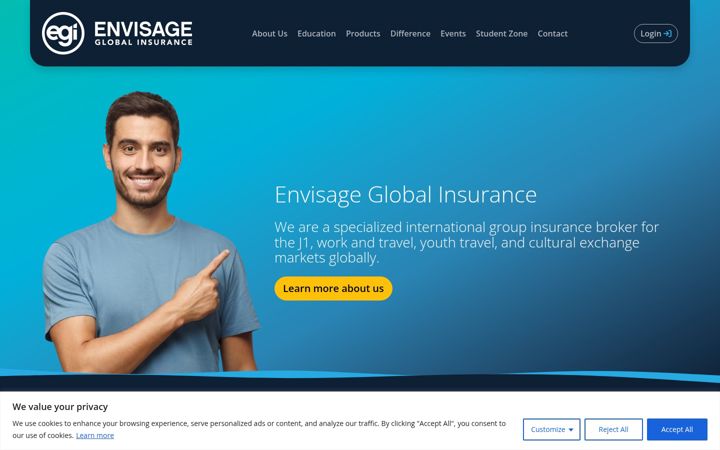 Screenshot of envisageglobalinsurance.com