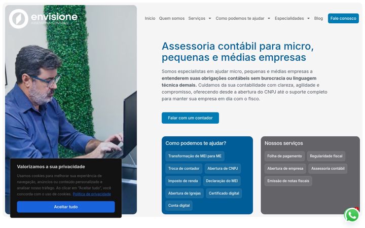 Captură de ecran a envisione.com.br