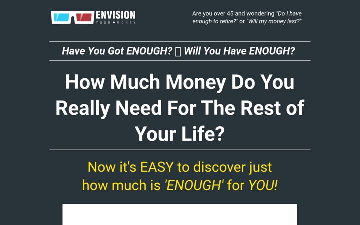 Screenshot of envisionyourmoney.com