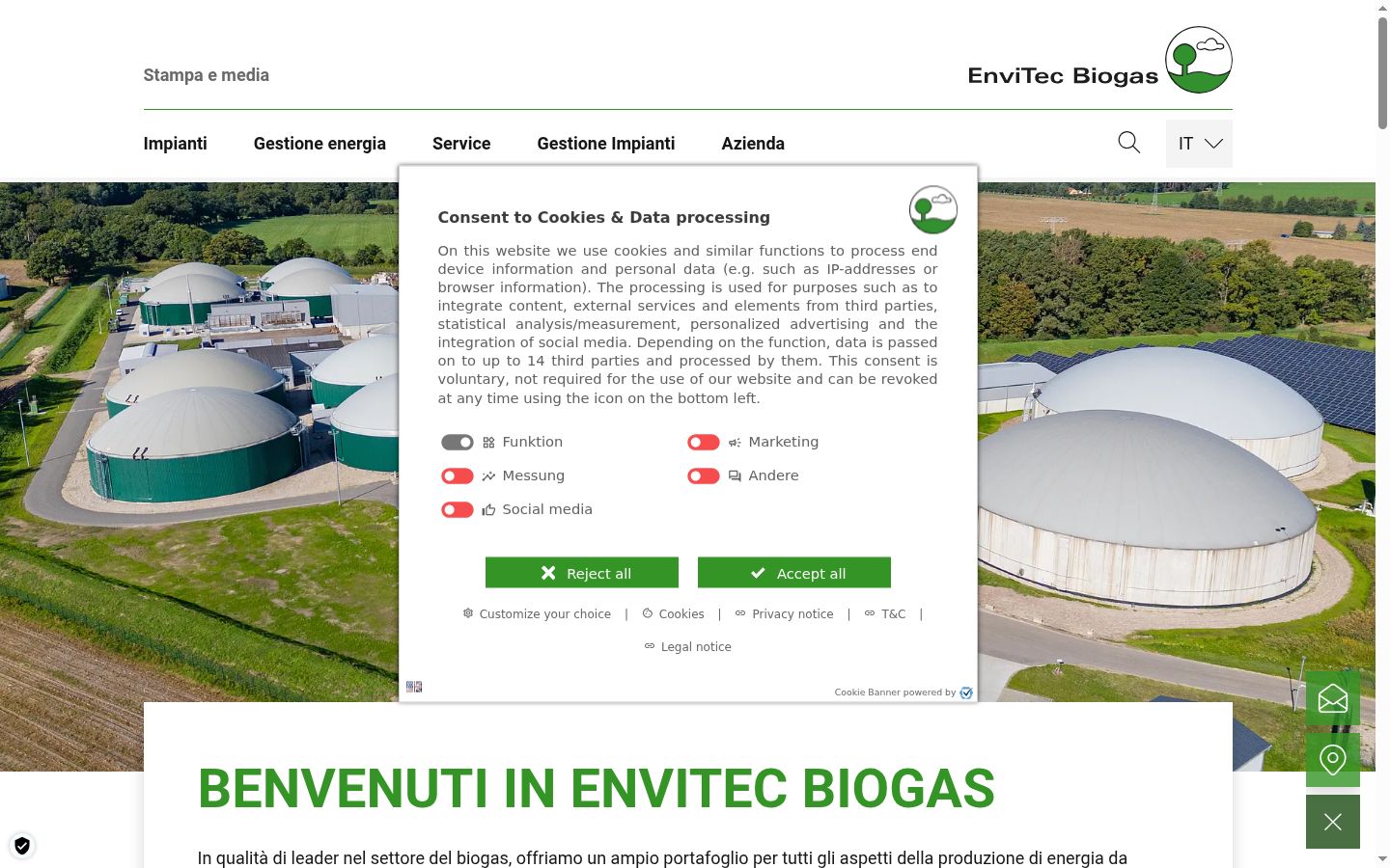 Screenshot of the consent banner shown before any interaction