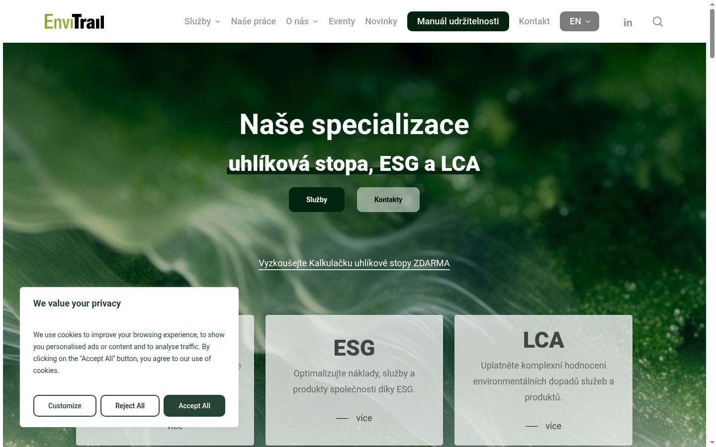 Captura de ecrã do banner de consentimento apresentado antes de qualquer interação
