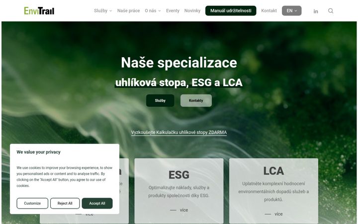 Captura de ecrã de envitrail.cz