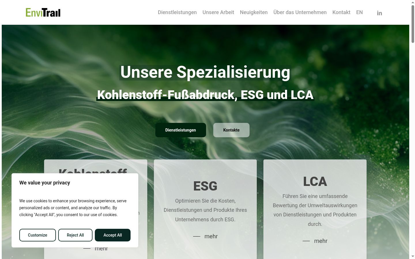 Screenshot del banner di consenso mostrato prima di qualsiasi interazione