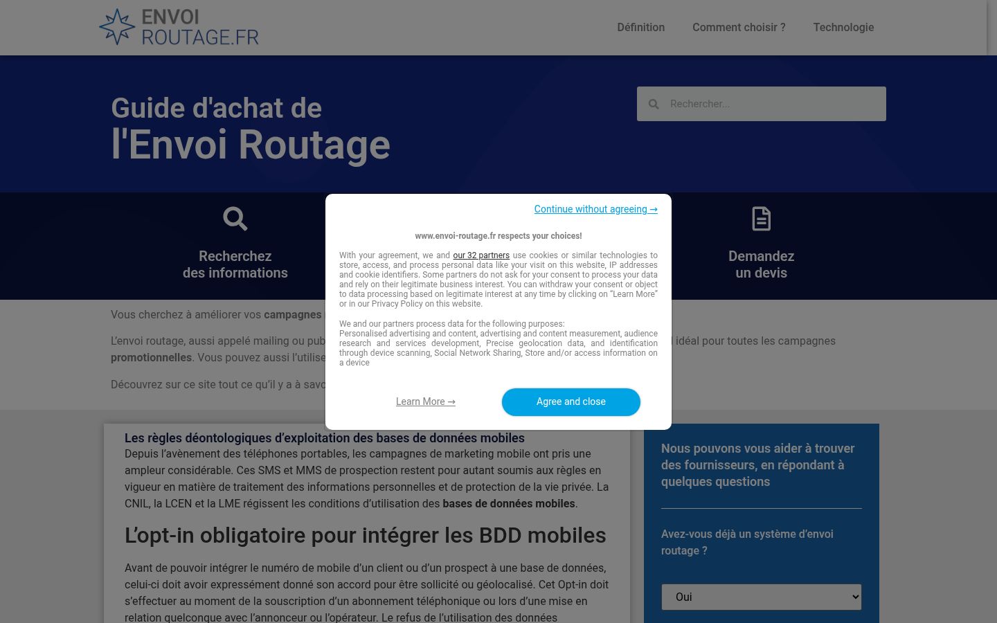 Sutikimo reklamjuostės, rodytos prieš bet kokią sąveiką, ekrano kopija