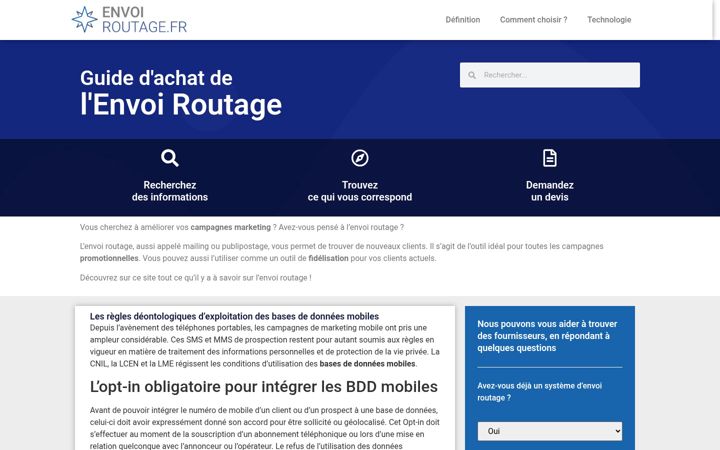 Snímek obrazovky envoi-routage.fr