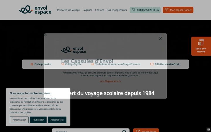Snímek obrazovky envol-espace.fr