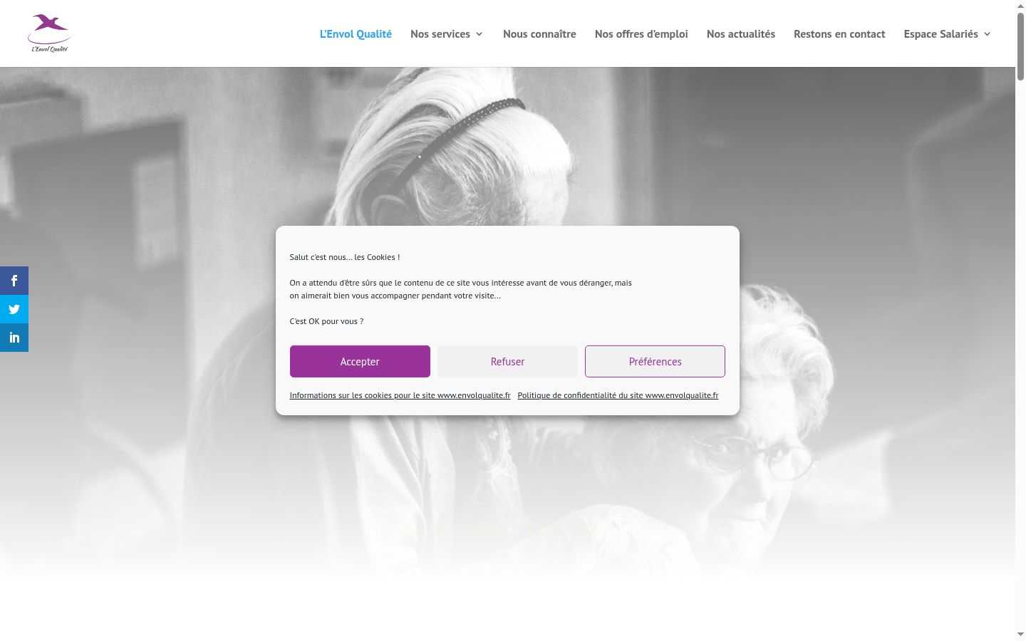Screenshot del banner di consenso mostrato prima di qualsiasi interazione