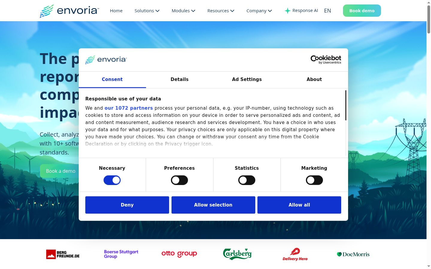 Sutikimo reklamjuostės, rodytos prieš bet kokią sąveiką, ekrano kopija