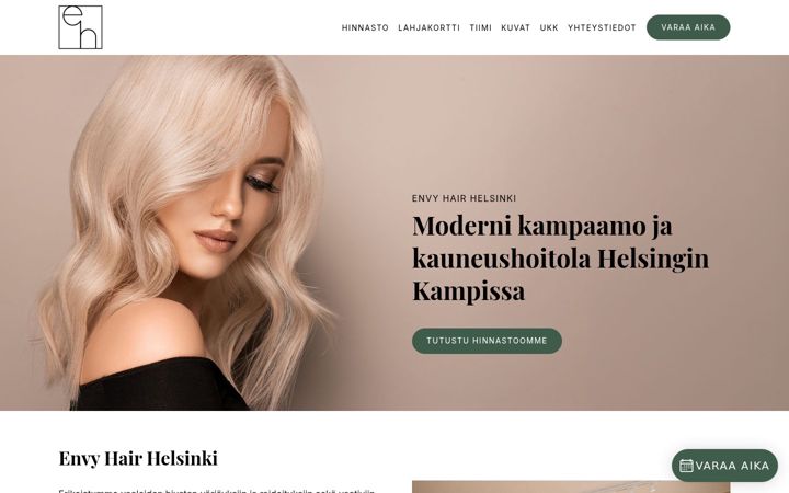 Captura de pantalla de envyhairhelsinki.fi