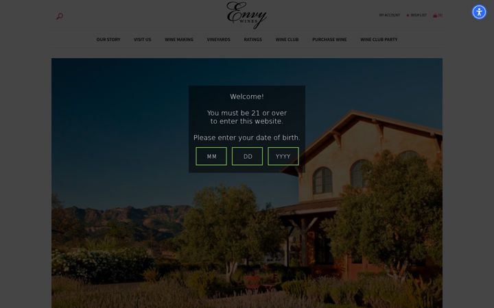 Screenshot of envywines.com