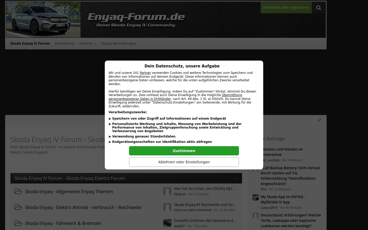 Screenshot tal-banner tal-kunsens muri qabel kwalunkwe interazzjoni