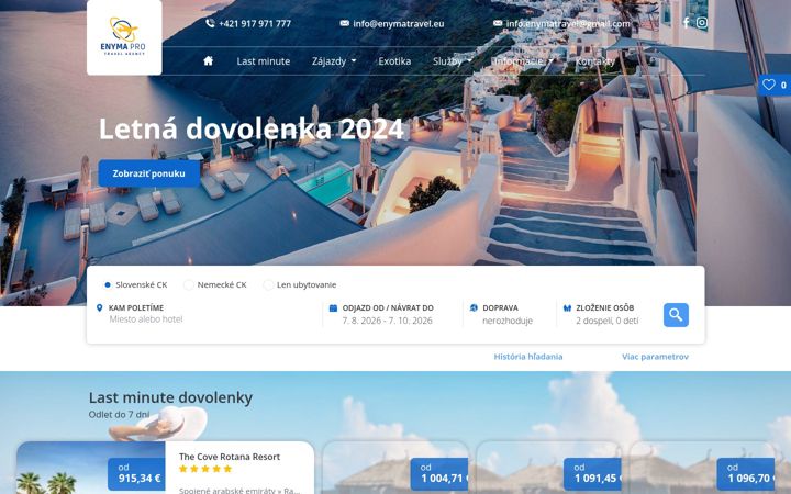 Screenshot of enymatravel.eu