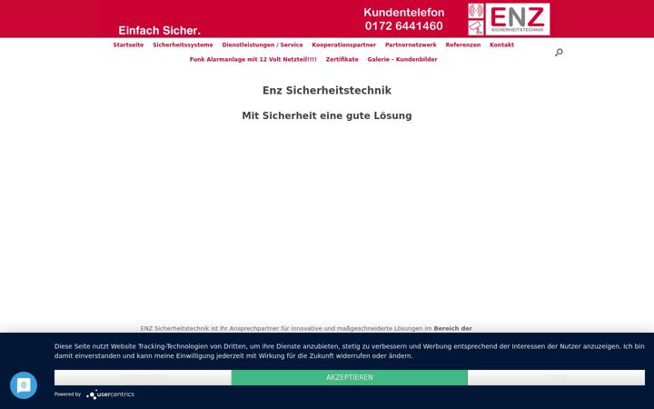 Ekrano kopija enz-sicherheitstechnik.de