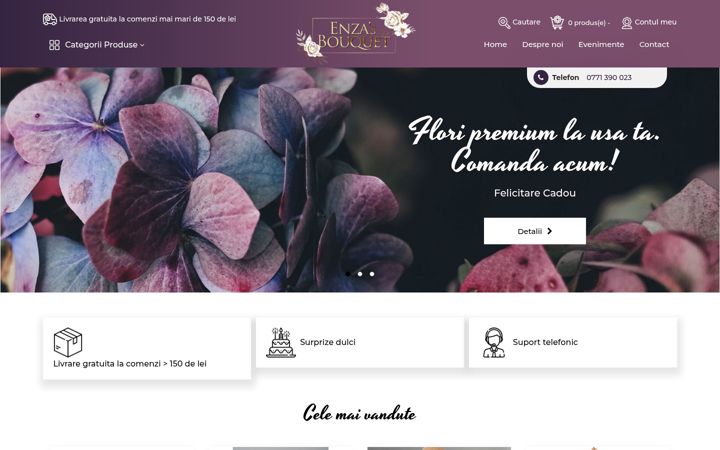Kuvakaappaus sivustosta enzasbouquet.ro