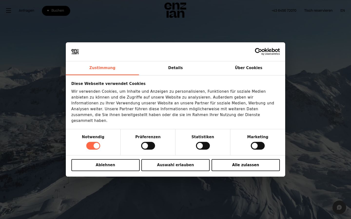 Screenshot of the consent banner shown before any interaction