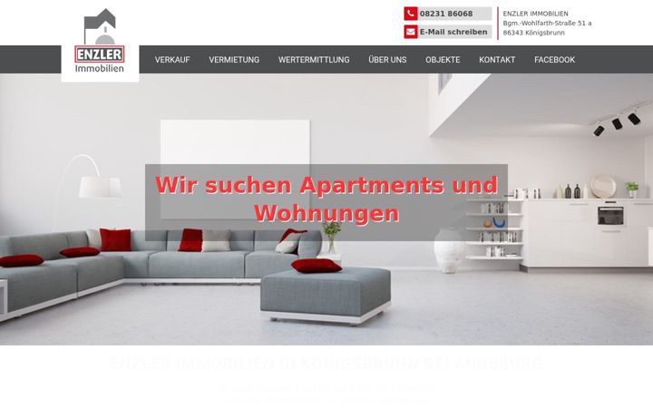 Kuvakaappaus sivustosta enzler-immobilien.de