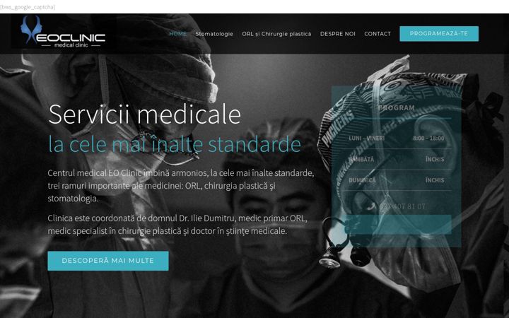 Kuvakaappaus sivustosta eoclinic-bucuresti.ro