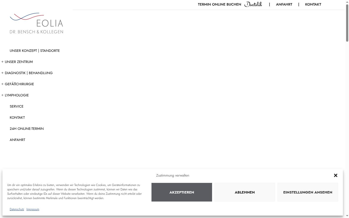 Screenshot des Einwilligungsbanners vor jeglicher Interaktion