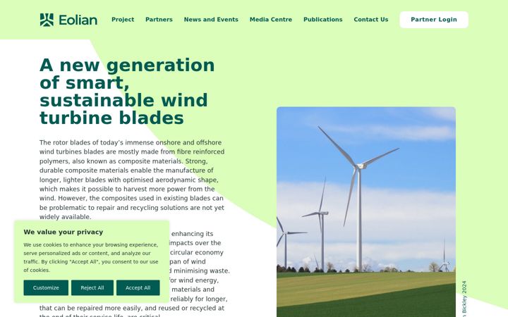 Screenshot of eolian-project.eu