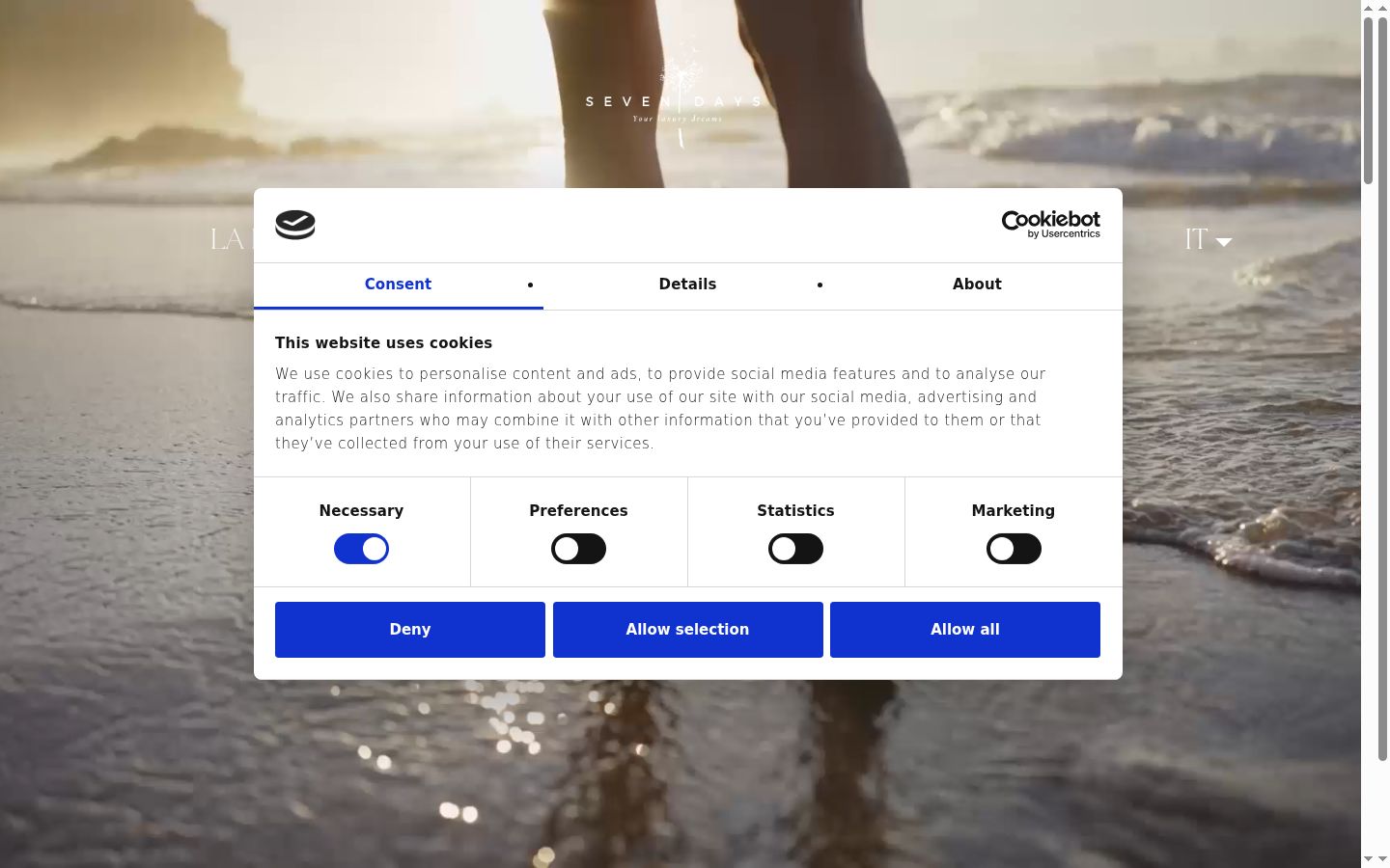 Screenshot of the consent banner shown before any interaction