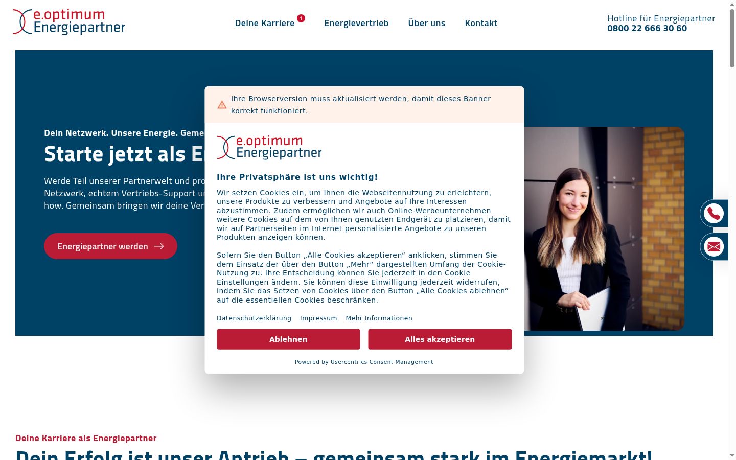 Zrzut ekranu banera zgody wyświetlanego przed jakąkolwiek interakcją