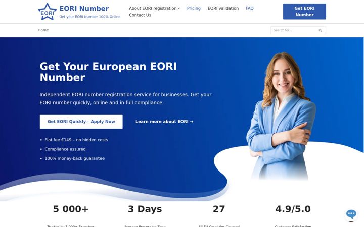 Screenshot of eorinumber.eu