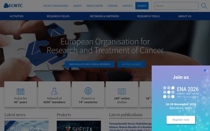 Screenshot of eortc.org
