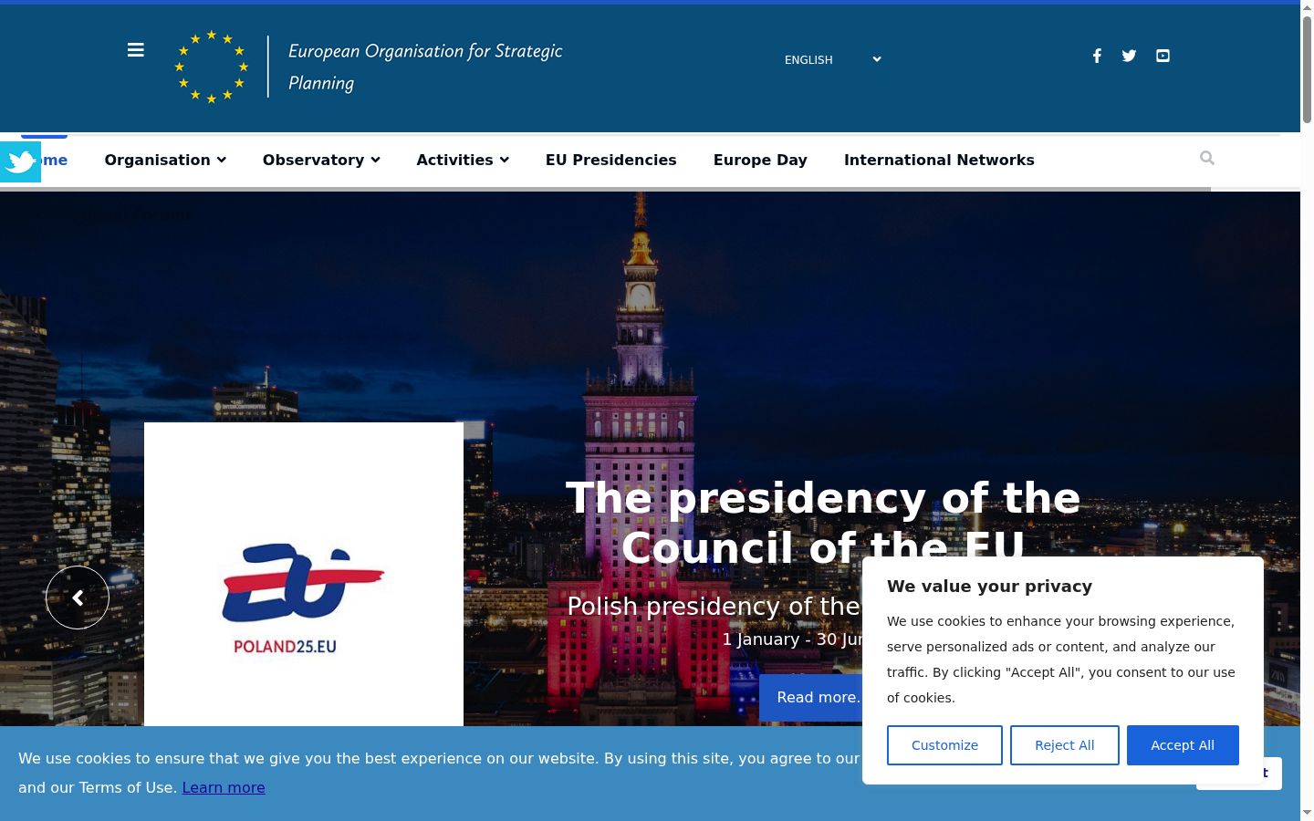 Screenshot of the consent banner shown before any interaction