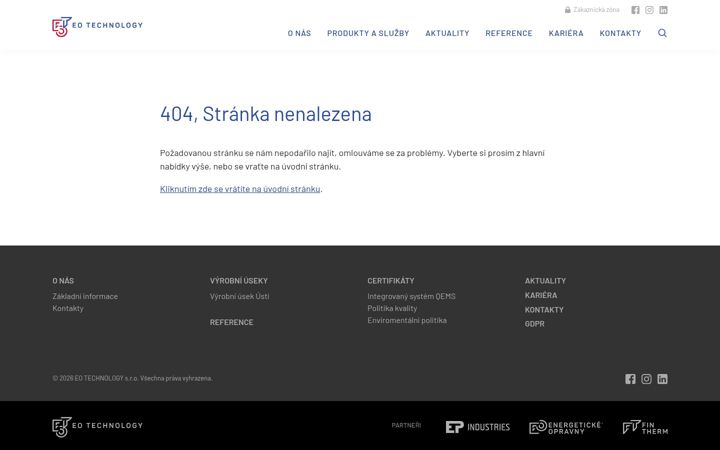 Kuvakaappaus sivustosta eotechnology.cz